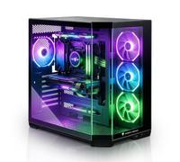 Alloggiamento per PC ATX, High Airflow con finestra in vetro | Panorama - Case per PC con pannelli frontali e laterali in vetro temperato, supporto per 10 ventole, raffreddamento ad acqua