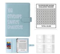 ALLOMN 100 buste per lettere, formato A5, per risparmiare denaro, con buste trasparenti e bottone magnetico per coppie, uffici, casa, scuola (blu)