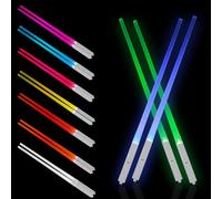 ALLOMN Bacchette a spada laser illuminate, 2 paia di bacchette a sciabola con luce LED incandescente, riutilizzabili, per sushi, sciabole, tritare bastoncini con 9 modalità di colore, per compleanni,