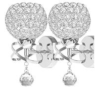 ALLOMN Lampada da Parete Stile Moderno, Lampada da Parete a Sospensione in Cristallo Camera da Letto Salone della Navata Lampada a Muro Titolare Attacco E14 (No Tirare Interruttore, 2 PCS)