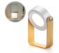 ALLOMN Lampada da Tavolo per Scrivania, Lampada da Lettura Portatile Pieghevole Telescopica Lampada da Tavolo a Lanterna in Legno, 3 Livelli Luminosità Dimmerabile, Ricarica USB, Cura Degli Occhi