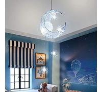 ALLOMN LED Lampada a Sospensione, Plafoniera Fata Lampada Luna e Stelle Lampada a Sospensione Camera da Letto Lampadario Grande Regalo per Bambino Amico (Bianco Freddo)