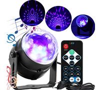 ALLOMN Luce da Discoteca, Luce di Palcoscenico Telecomandata 3W LED UV Stroboscopico Musica Suono Attivato, 7 Colori e 3 Modalità, per Compleanno, Raccolta di Famiglia (Spina Europea) (2 PCS)