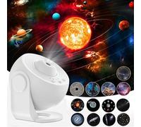 ALLOMN Planetarium - Proiettore a LED a forma di stella, con 13 dischi di pellicola, luce notturna per bambini e adulti, soffitto per camera da letto e soggiorno (bianco)