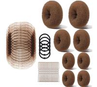 alloneslife 1 set di strumenti per lo styling dei capelli in nylon per chignon disordinati, nodi superiori, acconciature sicure, delicati, adatti alla maggior parte dei tipi di capelli (colore caffè)