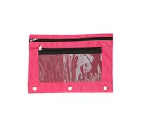 alloneslife 3 anelli raccoglitori astuccio doppia cerniera penna borsa archivio scuola accessori per studenti, Rosso rosato