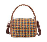 alloneslife Borsa a tracolla, borsa a tracolla, da donna, in lana, stile vintage, motivo pied de poule, borsa a tracolla con tracolla staccabile, Giallo, As shown in the picture (1-3cm error)