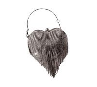 alloneslife Borsa da sera decorata con strass scintillanti, con nappe, tracolla a catena per eventi di ballo