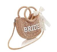 alloneslife Borsa in paglia intrecciata per spose e matrimoni, accessori per la doccia nuziale, accessori per foto