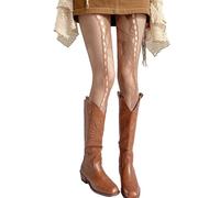 alloneslife Calze a rete modellate, calze a rete a vita alta, calze a rete da donna, calze a rete alte, Marrone, S-4XL