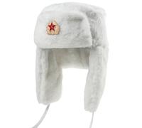 alloneslife Cappello Lenin con paraorecchie in stile sovietico per il freddo, antivento, pelliccia artificiale, per attività all'aperto, bianco, S-4XL