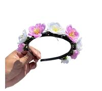 alloneslife Cerchietto per capelli, a forma di fiore, realistico, per primavera, campeggio, fotografia, temperamento, festa di nozze, copricapo per sposa (piccolo rosa e bianco)