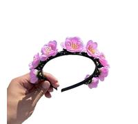 alloneslife Cerchietto per capelli, a forma di fiore, realistico, per primavera, campeggio, fotografia, temperamento, festa di nozze, copricapo per sposa (fiori di pesca rosa)