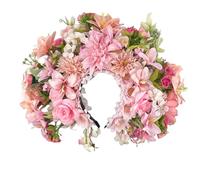 alloneslife Cerchietto per capelli, cappello con fiori, da donna, sposa, fiore, per feste di nozze, forniture per feste di nozze, ghirlande floreali per capelli (rosa)