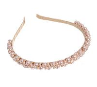 alloneslife Cerchietto per capelli colorato, elegante accessorio per capelli da donna, con perle finte, alla moda, per donna (champagne, taglia unica)