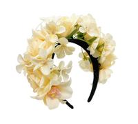 alloneslife Cerchietto per capelli con orecchie, a forma di fiore, per sposa, primavera, fotografia, etnica, per feste di nozze, fascia per capelli da sposa (colore crema)