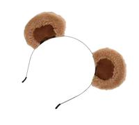 alloneslife Cerchietto per capelli con orecchie di orso, stile giapponese, in morbido tessuto, accessorio per capelli per bambini e donne, uso quotidiano (marrone chiaro)