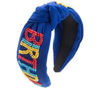 alloneslife Cerchietto per capelli con orecchie, per feste, con nodi, da donna, con perline e lettera borchiata, cerchietto largo per capelli, turbante per capelli da ragazza per lavare il viso (blu)