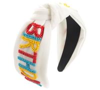 alloneslife Cerchietto per capelli con orecchie, per feste, con nodi, da donna, con perline e lettera borchiata, cerchietto largo per capelli, turbante per capelli da ragazza per lavare il viso