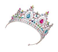 alloneslife Cerchietto per capelli, corona con strass, corone da sposa, principesse, corone per matrimoni, compleanni e vacanze (colori misti su argento)