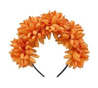 alloneslife Cerchietto per capelli da donna, elegante, con morbido tessuto, motivo floreale, accessorio per capelli per matrimoni, feste, cosplay (arancione)