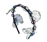 alloneslife Cerchietto per capelli da ragazza, con cristalli luccicanti, intrecciato a mano, con farfalla, per spettacoli, balli, matrimoni, matrimoni, accessori per capelli