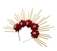 alloneslife Cerchietto per capelli, per feste, corone, da donna, con teschio e fiore, per Halloween, serie scura, diadema per feste in costume (cartamo)
