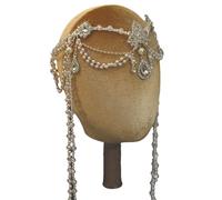 alloneslife Cerchietto per orecchie, fasce per capelli per feste, catena per capelli scintillante multistrato gioielli per capelli da sposa fascia per la fronte elegante con frange coroncina per