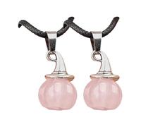 alloneslife Collana unisex regolabile con ciondolo a forma di zucca e cappello da strega e agata naturale su cordoncino nero, gioielli per costume di Halloween, Misura unica, come descritto, come