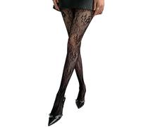 alloneslife Collant a rete da donna con fiori francesi vintage scavati fuori pizzo collant collant leggings, Nero , S-4XL