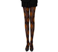 Alloneslife - Collant a righe argyle per donna, stile preppy, elasticizzati, comodi, opachi, in nylon, leggings da indossare tutti i giorni, Caffè giallo, XL-5XL