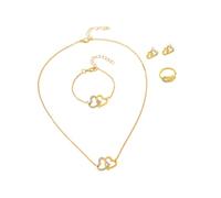 alloneslife Combinazione di gioielli in pietra flessibile a forma di cuore con radici e collana e orecchini per offrire affetti alla radice collana orecchini braccialetto, One Size, come descritto