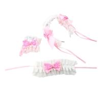 alloneslife Copricapo elastico con fiocco in pizzo per donne e donne, flessibile, accessorio casual per uso quotidiano (cipria)