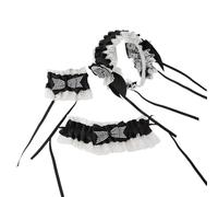 alloneslife Copricapo elastico con fiocco in pizzo per donne femmine, accessorio per capelli flessibile, vestibilità casual per uso quotidiano (nero)