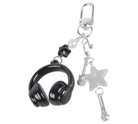 alloneslife Creativo Star Fascino Della Catena Telefonica Cinghia Auricolare Portachiavi Sacchetto Decorativo Hanging Decorazione Per Uso Quotidiano E Regali Musica Note Portachiavi, Nero , Keychain