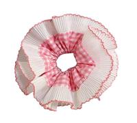 alloneslife Elastici per capelli, da donna, a doppio strato, con volant, in tessuto morbido e confortevole, accessori alla moda per donne e ragazze (motivo scozzese rosa con bordo rosa)