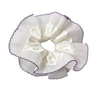 alloneslife Elastici per capelli, da donna, a doppio strato, con volant, in tessuto morbido e confortevole, accessori alla moda per donne e ragazze (bianco satinato, viola, E)