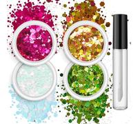 alloneslife Elegant Touch, set di 4 unghie finte adesive con paillettes, per trucco viso, corpo, unghie con paillettes (set da 9)
