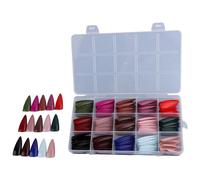 alloneslife Elegant Touch - Unghie finte adesive in acrilico, quadrate, mandorle, tacco a spillo, 360 pezzi, con custodia (03)