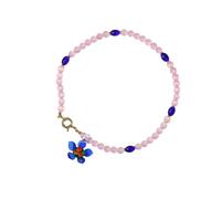 alloneslife Elegante collana con fiore realizzata a mano in robusto vetro di pietra con lunghezza regolabile per abiti da donna alla moda