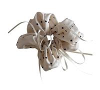 alloneslife Elegante elastico per capelli con fiocco rotondo a pois neri e bianchi, in tessuto ad alta elasticità, per donne e ragazze (come mostrato)