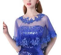 alloneslife Elegante scialle da sposa in pizzo Slip On Capelet per abito da sposa e design leggero traspirante per eventi formali, Blu, Suitable for those weighing less than 140 catties