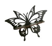 alloneslife Espositore per mensola in cristallo nero con farfalla ritagliata mensola da appendere alla parete streghe supporto di cristallo in legno supporto galleggiante scaffale portacandele in