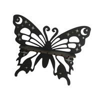 alloneslife Espositore per mensola in cristallo nero con farfalla ritagliata mensola da appendere alla parete streghe supporto di cristallo in legno supporto galleggiante scaffale portacandele in