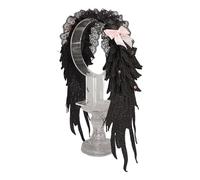 alloneslife Fascia per capelli con ali punk scure, stile anime, regolabile, con fiocco, per donne e adolescenti, feste in maschera (BKPK)