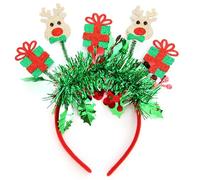 alloneslife Fascia per capelli, per cosplay, Natale, con campanelle e decorazione per calze, accessorio per capelli da donna (scatola regalo stile alce)