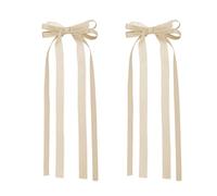alloneslife Fermagli per capelli da donna, 2 fermagli per capelli con nastro e dettagli in pizzo, alla moda ed elegante, accessori per capelli da donna (beige)