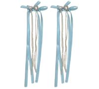 alloneslife Fermagli per capelli da donna, con fiocco, con frange, accessorio per capelli da ragazza elegante (blu, 2)