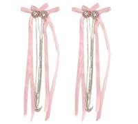 alloneslife Fermagli per capelli da donna, con fiocco e frange, accessorio per capelli da ragazza, elegante fermaglio per capelli (rosa, 2)