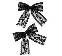 alloneslife Fermagli per capelli da donna, con perle, fiocchi per balletto, clip piatta, per balletto, forcina, elegante fermaglio per capelli (nero)